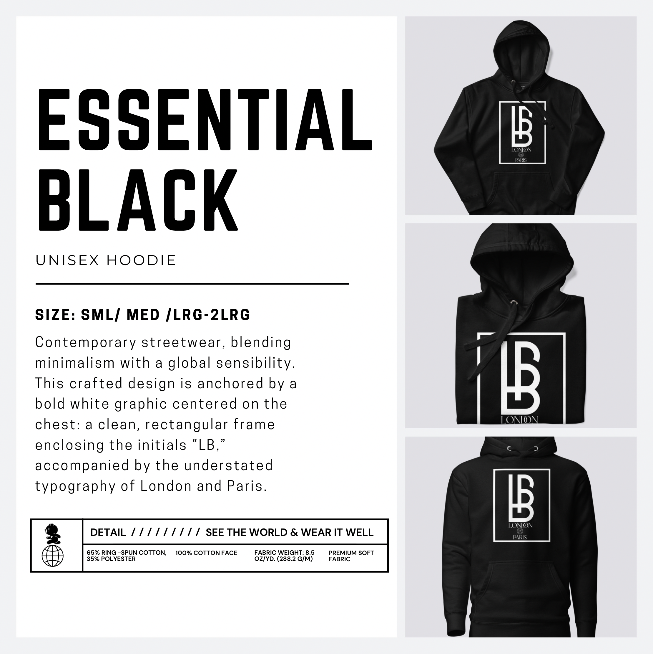 Essential Black Hoodie