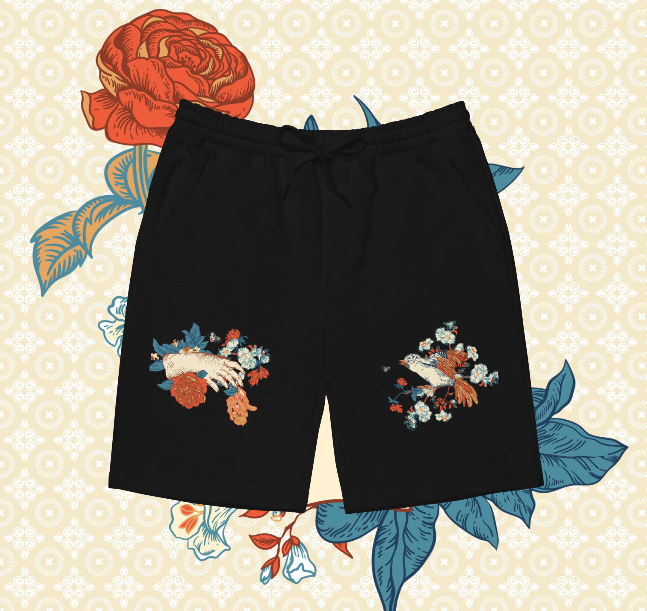 Bird & Hand Essential Black Shorts (Men)
