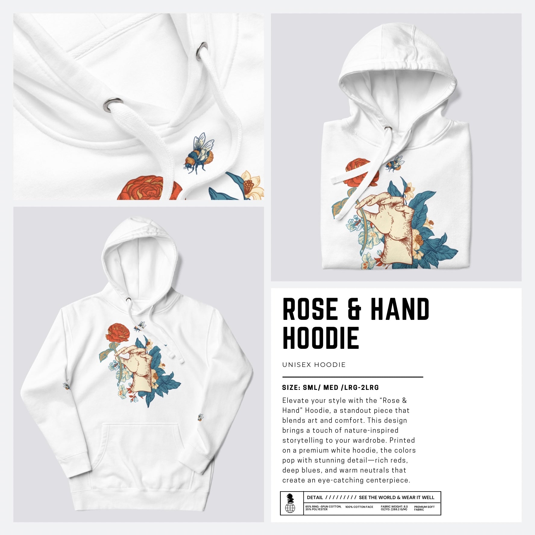 Rose & Hand Hoodie